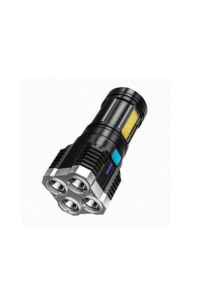 divendi-ro Flashlight, LED with COB sidelight, 5W, 100lm, waterproof, power display, USB, range 500m, black