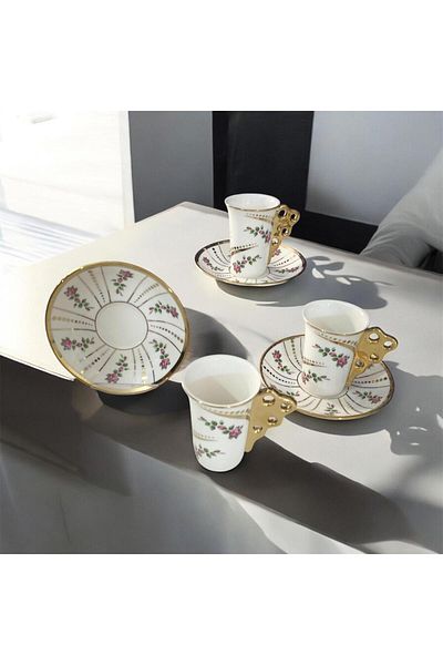 partridge store Kosova Gilded Colored Coffee Cup Set of 6