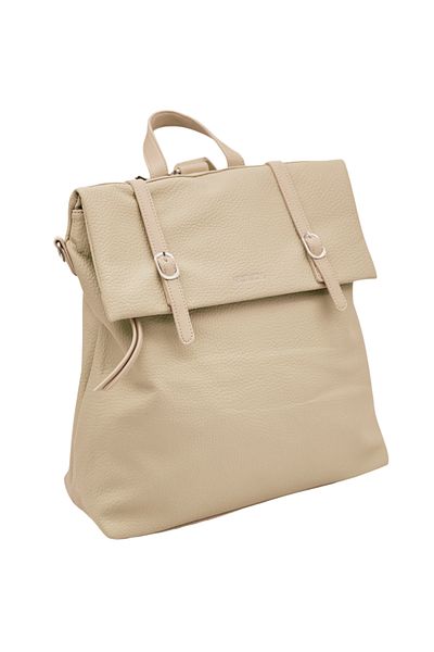 Micutz Large Spacious Women's Backpack Made of Soft Textured Eco-Leather, 32x36x15 cm, Cream Color