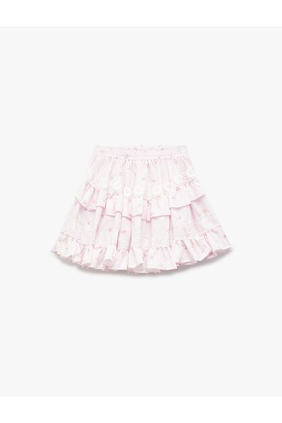 Koton New Season Layered Viscose Skirt with Ruffle Detail