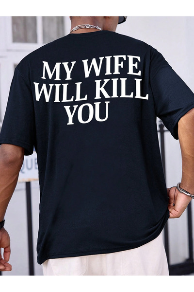 SVART WEAR Soția mea te va ucide cu imprimeu tricou pentru bărbați tricou sup...