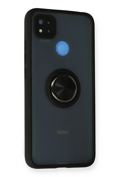 CepteToptan حافظة هاتف Xiaomi Redmi 9C من السيليكون مع حلقة مونتريال - أسود - MKİ4130-5392