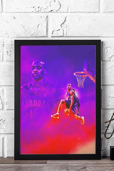 Saturn Vince Carter Framed Painting - Basketball Nba Poster Painting