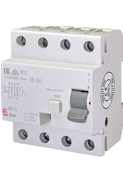Eti RCCB, 3P+N, 80A, 300mA, 10kA, type A, EFI-4, 002064545,