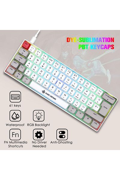 MAGIC REFINER British Design Mechanical Gaming Keyboard, Type-C, Wired, Dye-Sublimation, PBT Keycaps, RGB