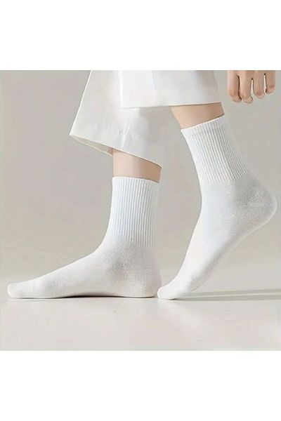 peru moda Cotton 6`Pair White Unisex College Tennis Socks Half Socks
