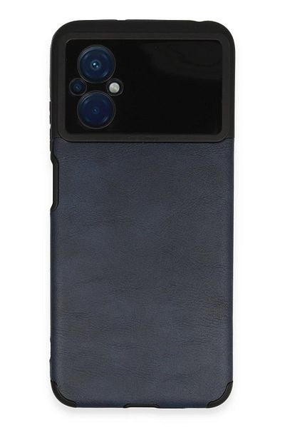 CepteToptan حافظة هاتف Xiaomi Poco M5 من السيليكون والجلد - أزرق داكن - MKİ1436-5514