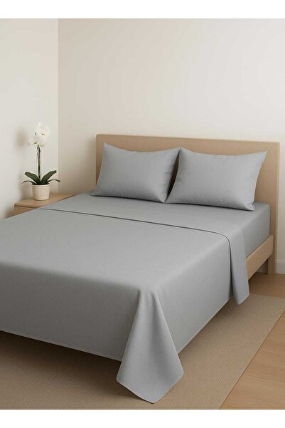 Loova طقم ملاءة سرير مزدوج بدون مطاط وغطاء وسادتين مخيطين من القطن بنسبة 100%...