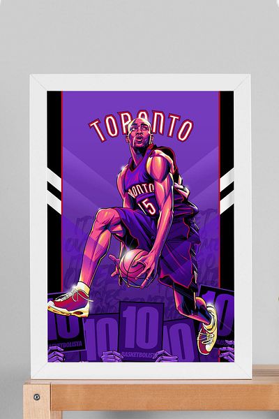 Saturn Vince Carter Framed Painting - Toronto Raptors Nba Poster Painting