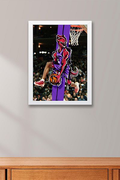 Saturn Vince Carter Framed Painting - Toronto Raptors Nba Poster Painting