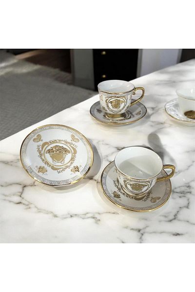 partridge store Gilded Porcelain Turkish Coffee Cup Set of 6