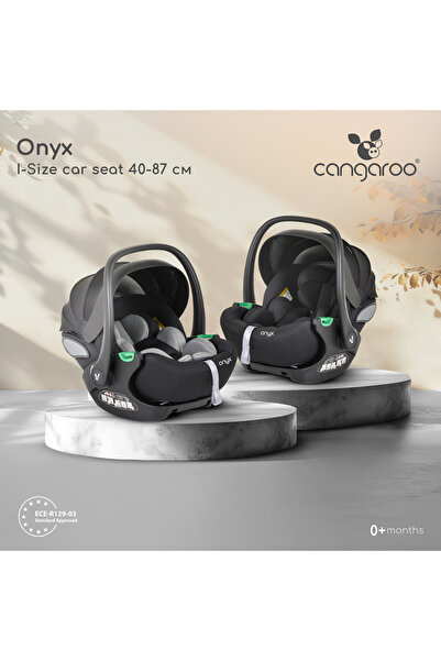 Cangaroo Scaun Scoica Auto Bebelusi Onyx Grey i-Size – ISOFIX, R129,Spumă Memorie,Protecție Laterală