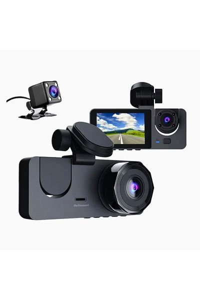 divendi-ro Triple DVR Car Camera, Full-HD, 2.35" IPS Display, 170°, WDR, Motion Sensor, G-sensor, Black