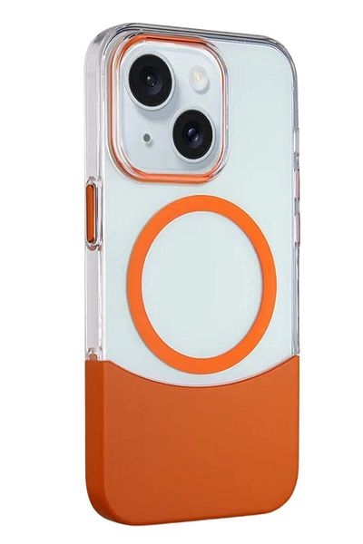 CepteToptan غطاء ماج سيف لجهاز iPhone 15 PC - برتقالي - MKİ4939-4703