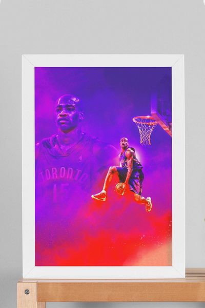 Saturn Vince Carter Framed Painting - Basketball Nba Poster Painting