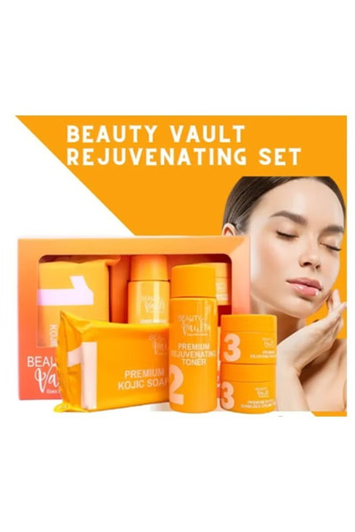 Beauty بيوتي فولت مجموعة فاخرة - صابون كوجيك، تونر مجدد، كريم ملون للحماية من...