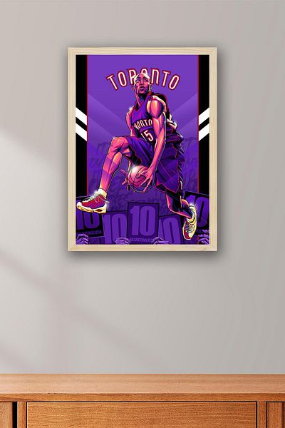 Saturn Vince Carter Framed Painting - Toronto Raptors Nba Poster Painting