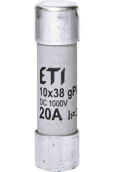 Eti gPV fuse, photovoltaic module protection, 10x38, 20A, 1000V DC, 002625085,
