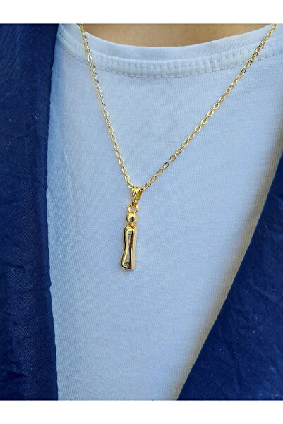 Alexis Carrel Kadın Altın Kaplama Bombeli İ Harfli Kolye, Bubble Harf Kolye