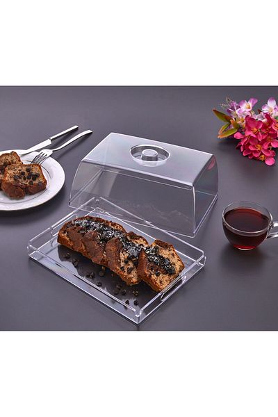 Ayshe Home Concept Cake Pastry Presentation Stand Tray Bell Jar Crystal Multipurpose Use Presentation Tray Cake Pan