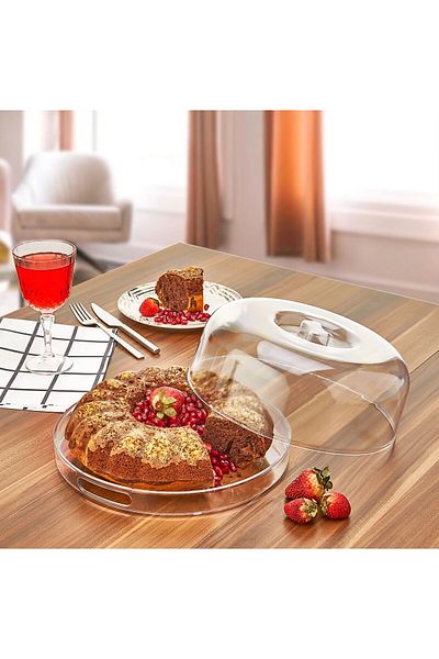 Ayshe Home Concept Cake Pan Plexiglass Cake Pastry Presentation Stand Tray Fanus Crystal Presentation Tray 27 cm
