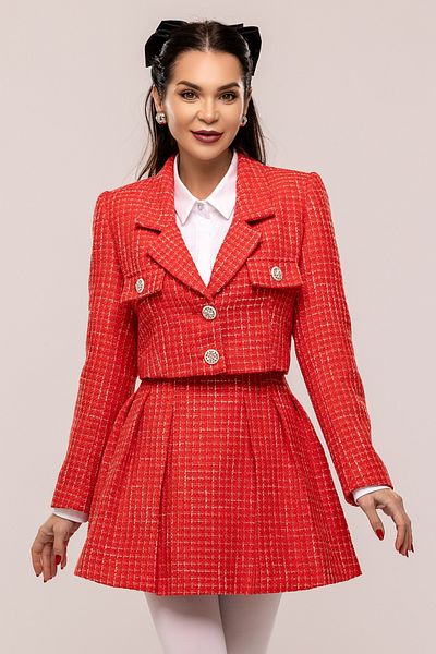Atmosphere Fashion Red pleated skirt made of loops