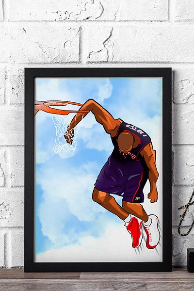 Saturn Vince Carter Framed Painting - Basketball Nba Poster Painting
