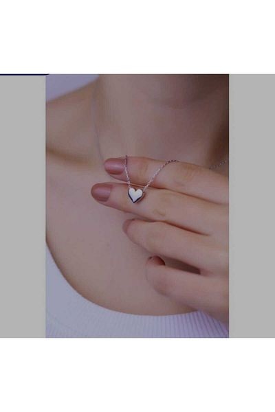 Strahlen Heart Enamel Elegant Silver Color Necklace