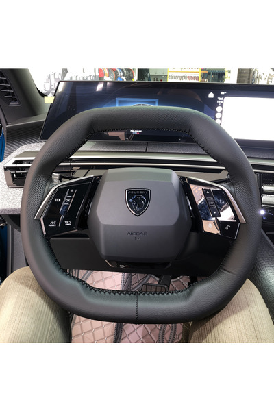 HASBAY DİKİŞLİ DİREKSİYON KILIFI İTHAL SİYAH DERİ SİYAH DİKİŞLİ PEUGEOT 3008 ...