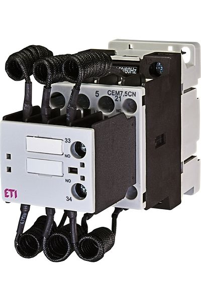 Eti Capacitive contactor, 7.5kVAR, Uc=230V, 1 NO contact, 1 NC contact, CEM7.5CN.11-230V-50Hz, 004643800,