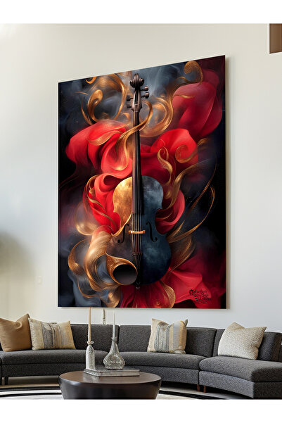 ESLEM MÜZİĞİN KIRMIZI TONU GİTAR KANVAS TABLO