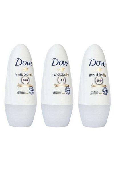 Dove Invisible Dry Roll-On Deodorant 50ml, Pack of 3