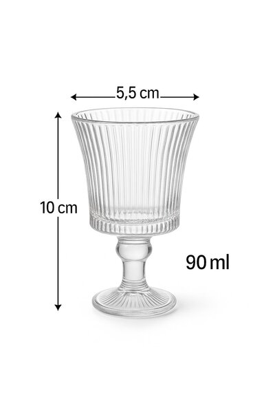 FAIR HOME Çizgi Desen Cam Line Kahve Yanı Bardağı – 6 Adet