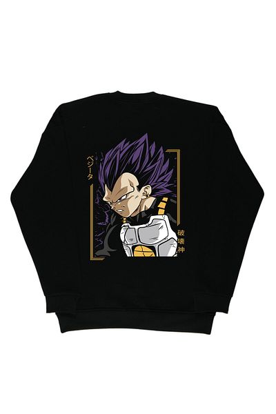 By Caspita Fashion Hanorac negru supradimensionat unisex cu imprimeu pe spate Lenithra Dragon Ball Vegeta