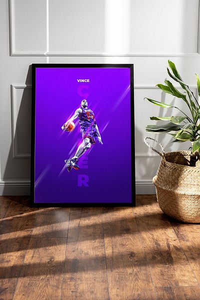 Saturn Vince Carter Framed Painting - Basketball Nba Poster Painting