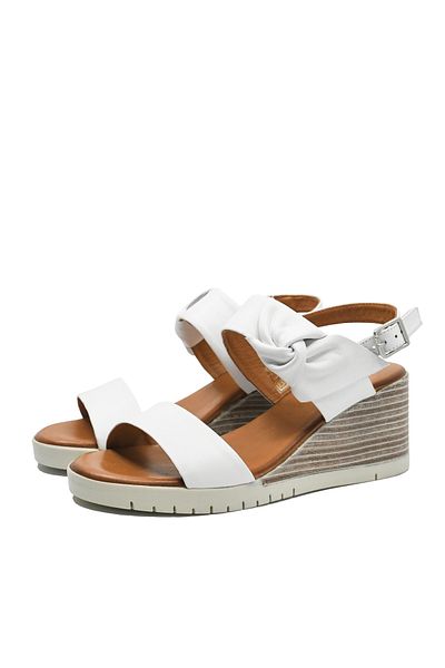 Dogati Sandale wedge alb cocos din piele naturală