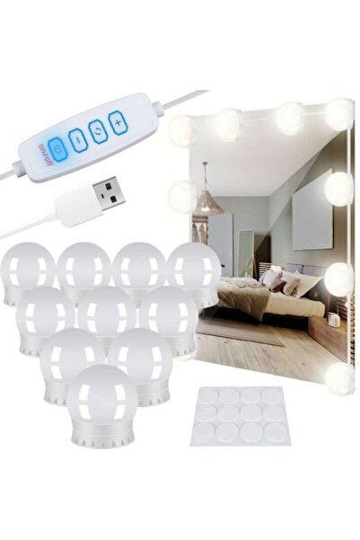 WTO Set 10 Becuri LED pentru Oglinda WTO®, Recomandat pentru Make-Up, 3 Trepte de Lumina