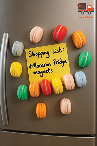 expres hediye Buzdolabı Magneti - Tasarım Makaron Magnet, Makaron Şeklinde Magnet 5 Adet
