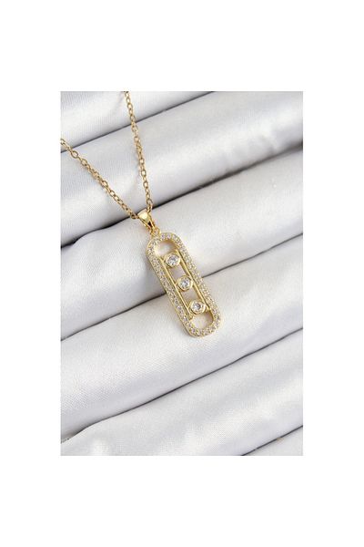 Skygo 316L Steel Zircon Stone Messika Model Gold Color Women's Necklace - Tj-Bko10345
