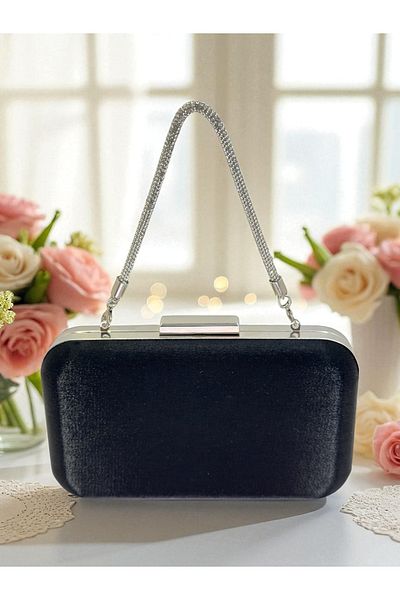 Biçanta Culoare Neagră Satin Satin Femei Rochie Seara Geanta Nunta Logodna Absolvire