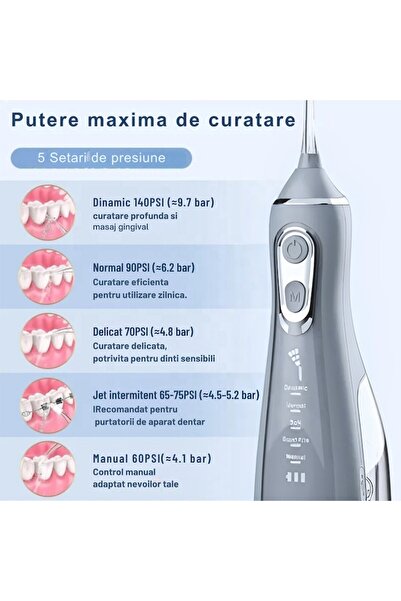LEDASSE Irigator oral inteligent LEDASSE®, 5 moduri, 300 ml, capete rotative la 360°