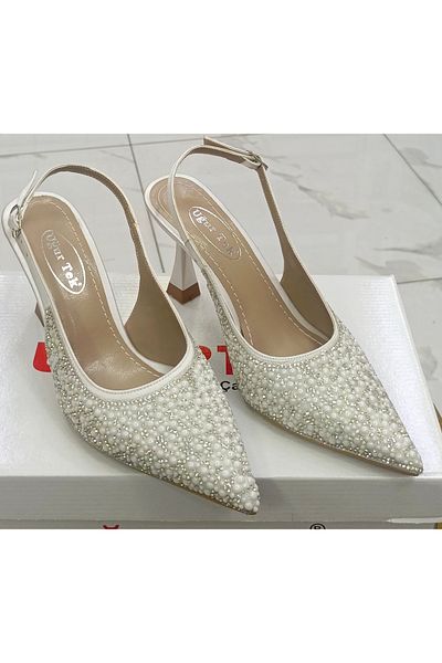 uğurtek Pearl Detailed Classic Heel Evening Dress Women's Shoes