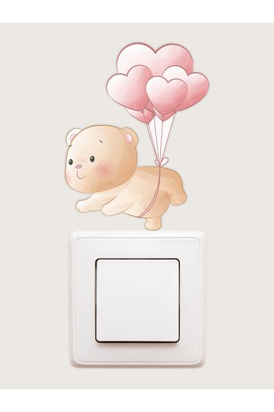 papermoods Cute Teddy Bear Traveling with Balloons Socket Sticker