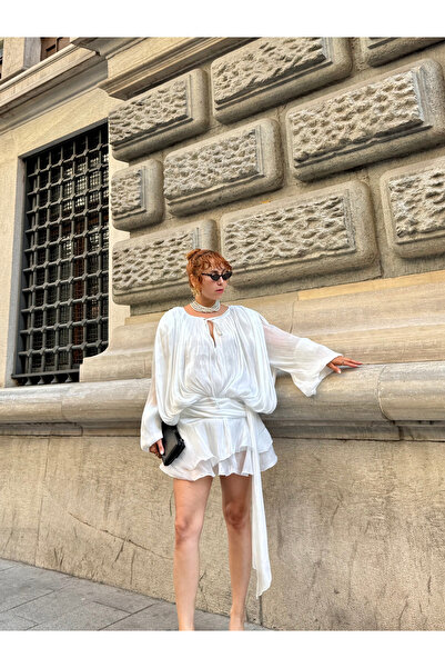 Bak'ap Преміум дизайн Трендові рукави з воланами Міні-сукня з шортами