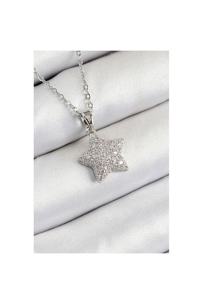 Skygo 316L Steel Zircon Stone Star Model Silver Color Women's Necklace - Tj-Bko10352