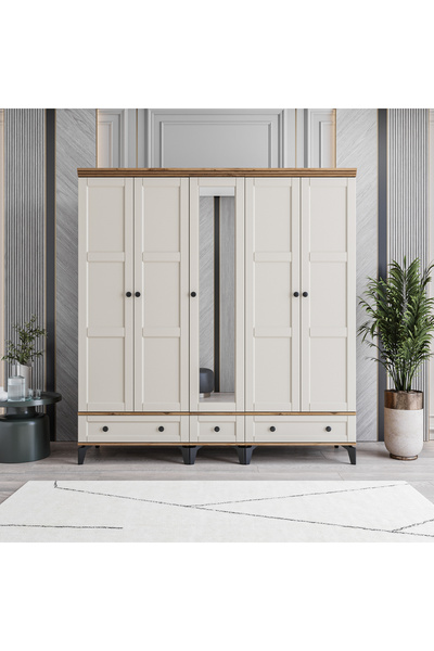 MONZIO Karin 5 Kapaklı Çekmeceli Gardırop %100 MDF