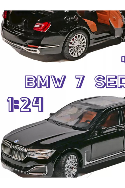 ferman's home Bmw 7 Serisi 1:24 7 Kasa metal Model Araba Tüm Kapılar Açılır Far Stop Işıklı Sesli Siyah