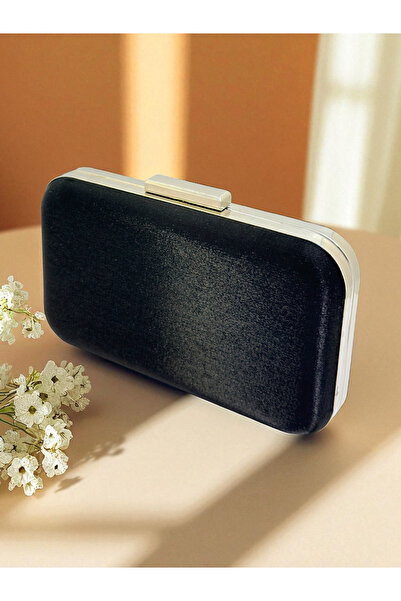 Biçanta حقيبة فستان سهرة نسائية من الساتان اللامع باللون الأسود لحفلات الزفاف والخطوبة والخريجين