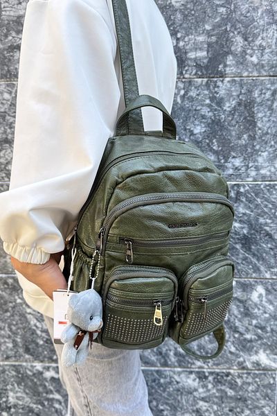 POLO CLUB Women's Washed Leather 4 Compartment Medium Size Backpack