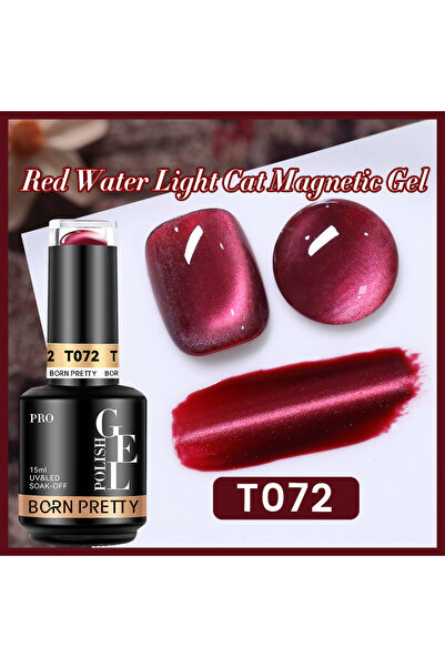 Born Pretty Red Water Light Cat Eye/Kırmızı Su Işıltılı Kedi Gözü Kalıcı Oje(...
